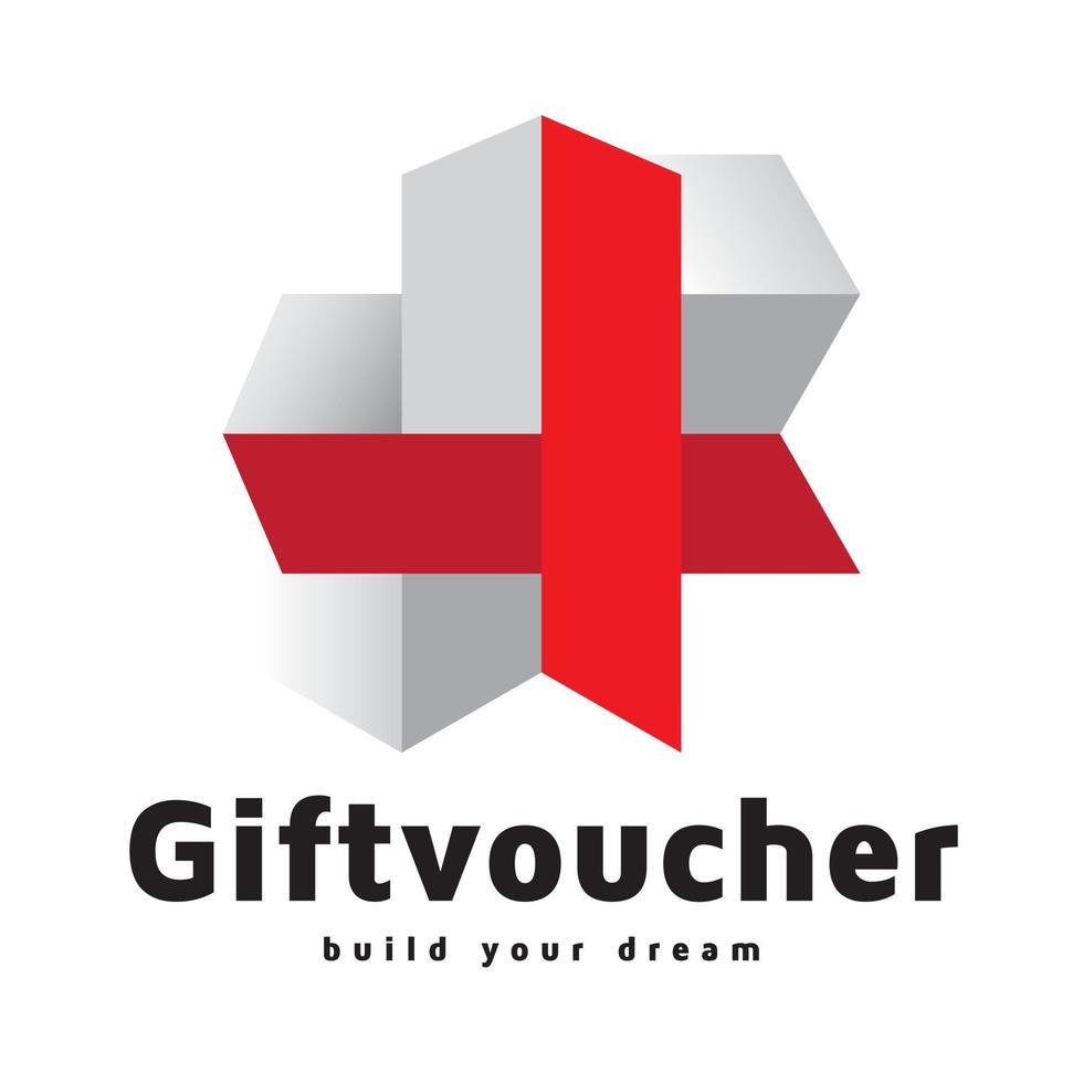 Logotipo de cupón de regalo de bienes raíces 3d vector
