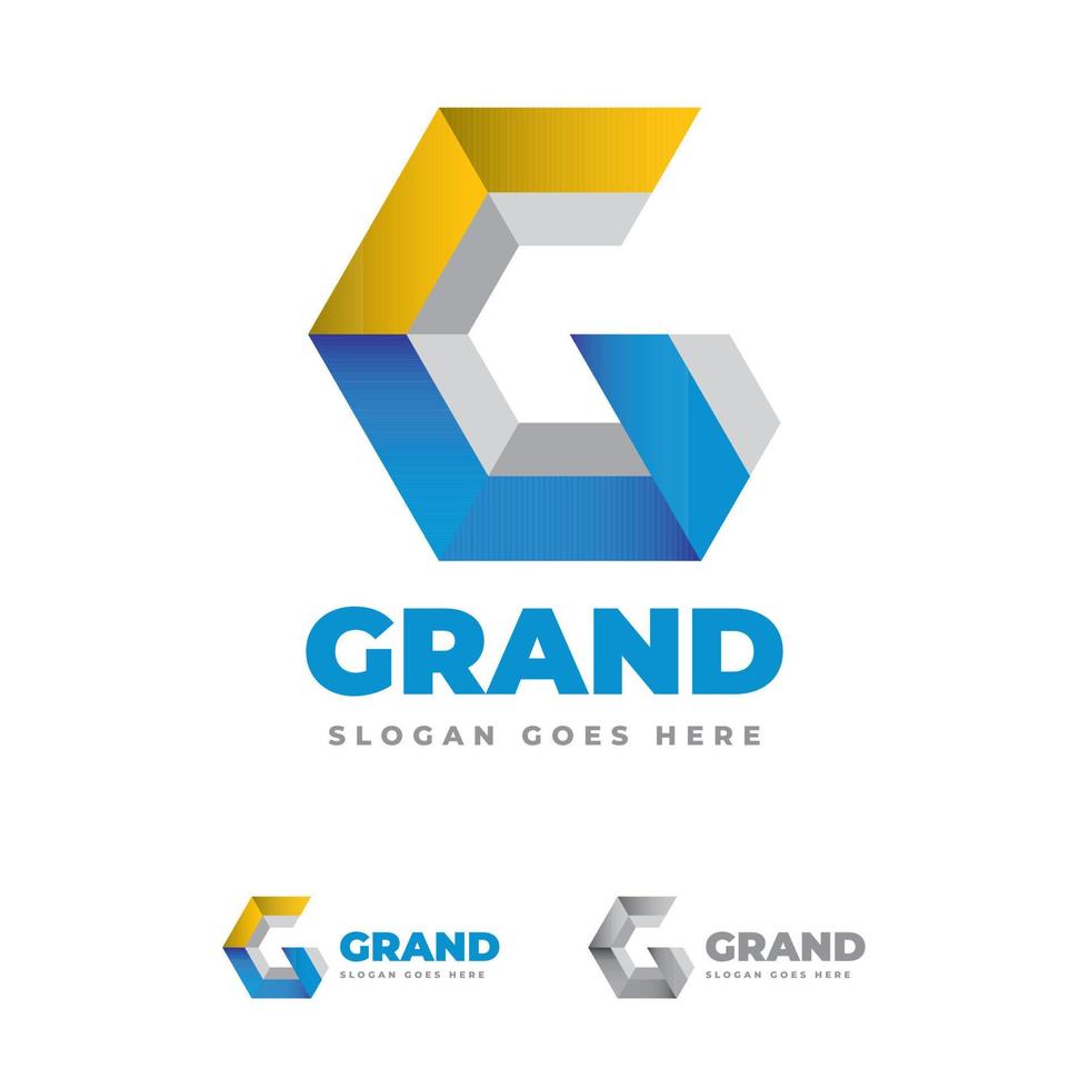 Royal Blue and Golden 3D G Logo vector