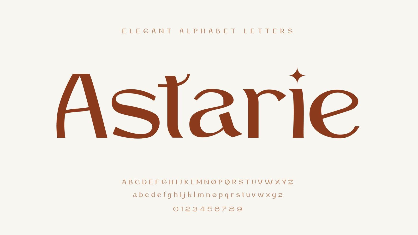 Elegant alphabet letters font with number vector