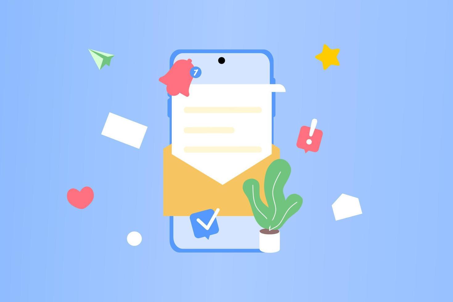 Email marketing template. Digital marketing, e-commerce, social media marketing, business mail, subscribe. Vector illustration concept for website and mobile development. Minimalist flat style.