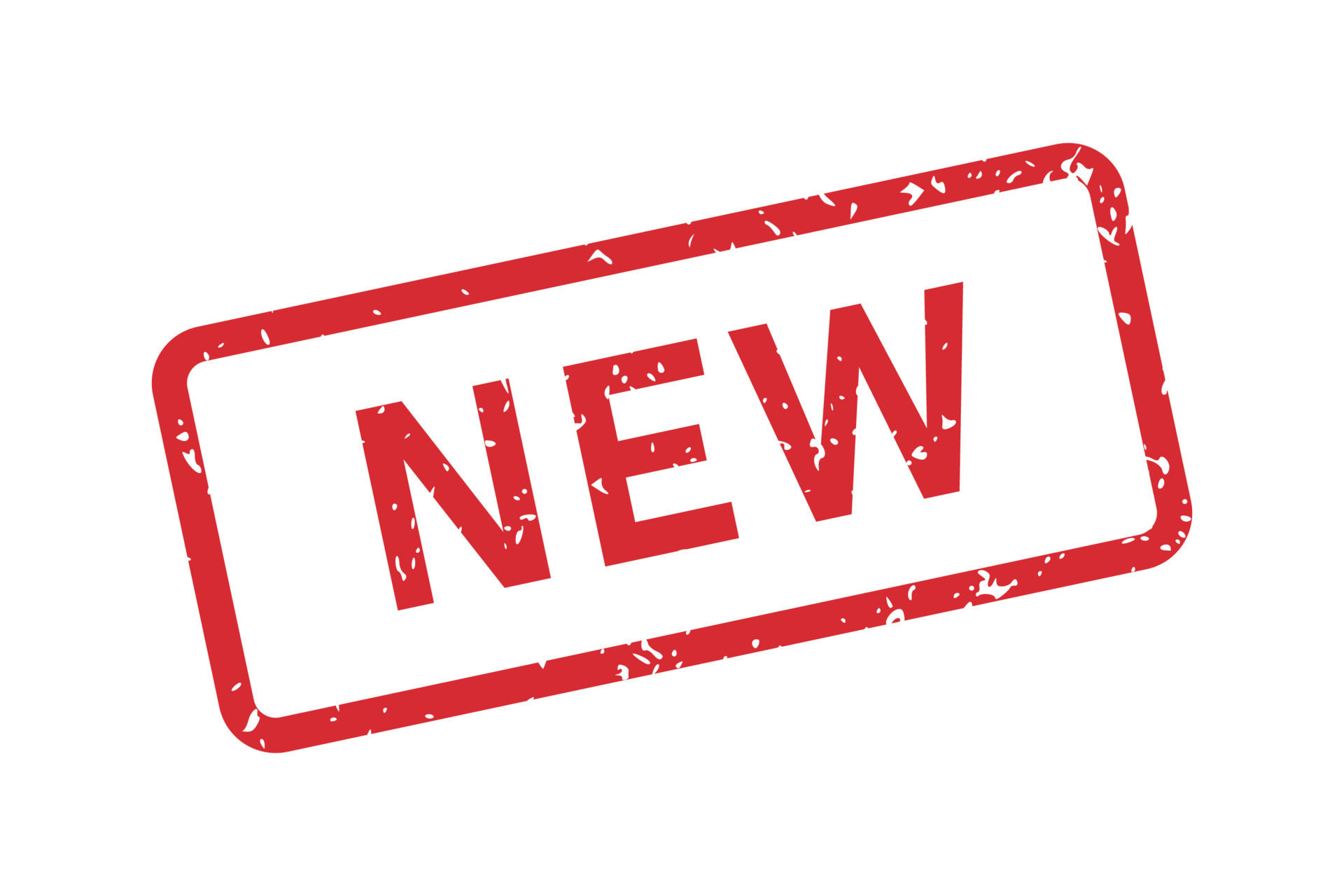 Grunge New word rubber stamp. New red sign sticker set. Grunge vintage