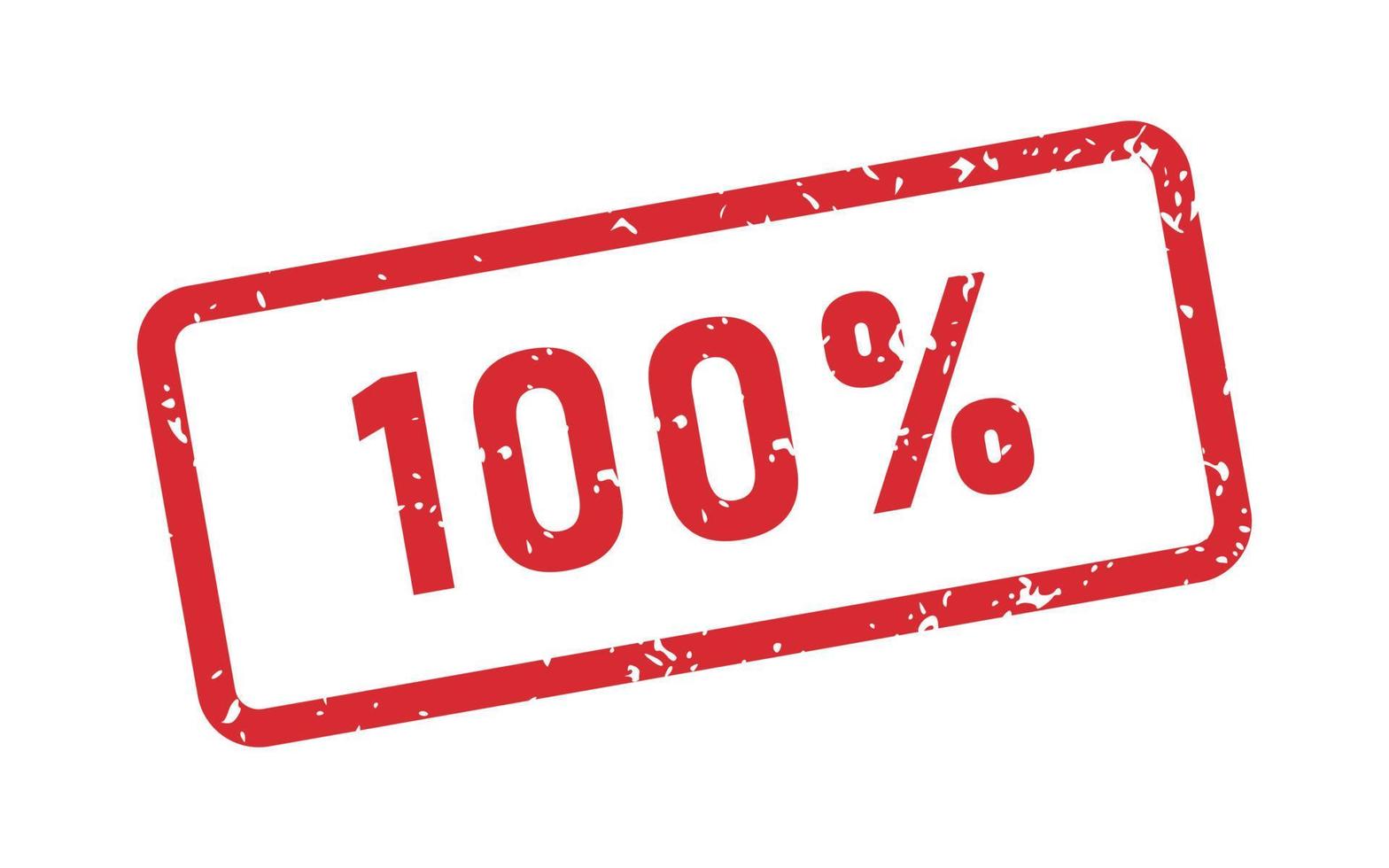 Grunge red 100 percent rubber stamp. One hundred percent seal sign. Grunge vintage square label. Vector illustration isolated on white background