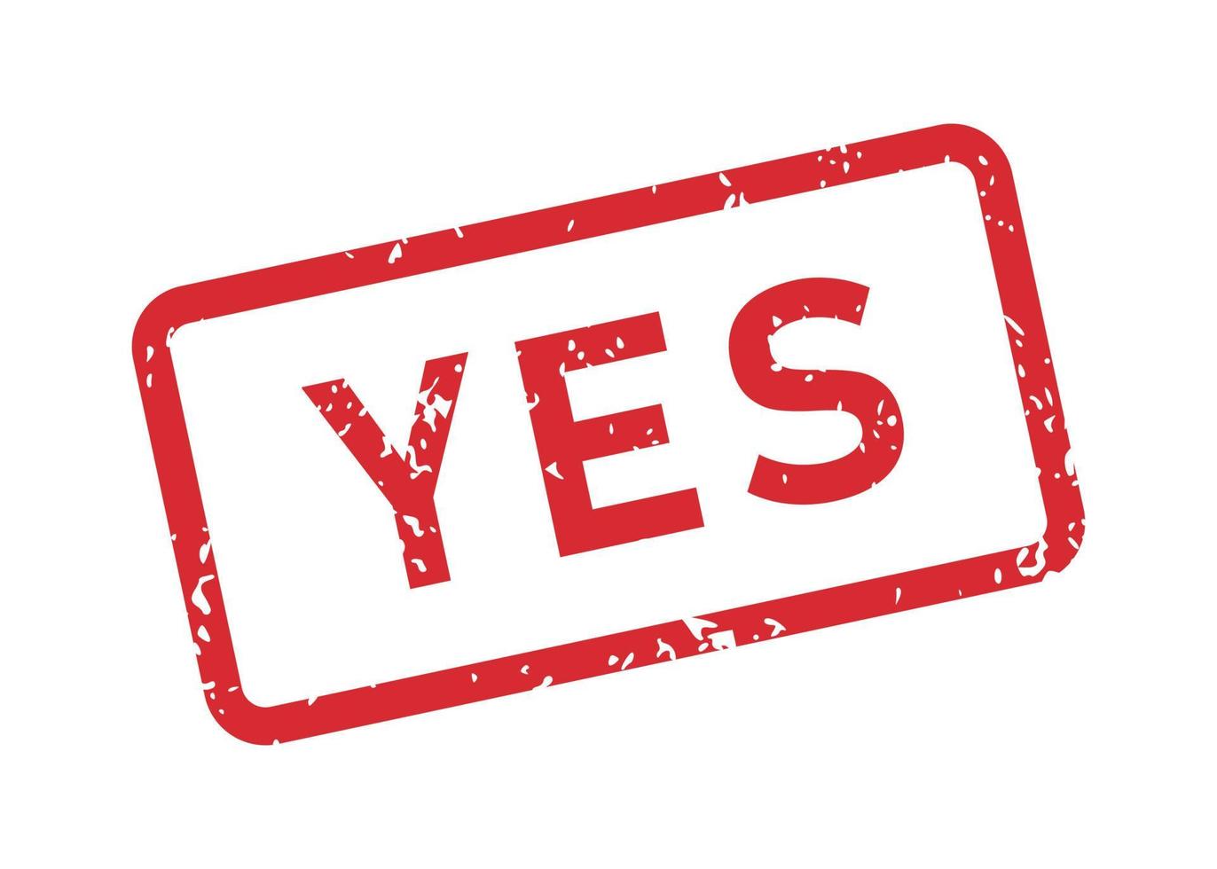 Grunge red Yes word rubber stamp. Yes sign sticker set. Grunge vintage