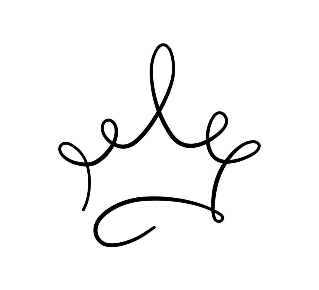 corona de garabato dibujada a mano. boceto de la corona del rey. majestuosa tiara. diadema real rey y reina. ilustración vectorial aislada en estilo garabato sobre fondo blanco vector
