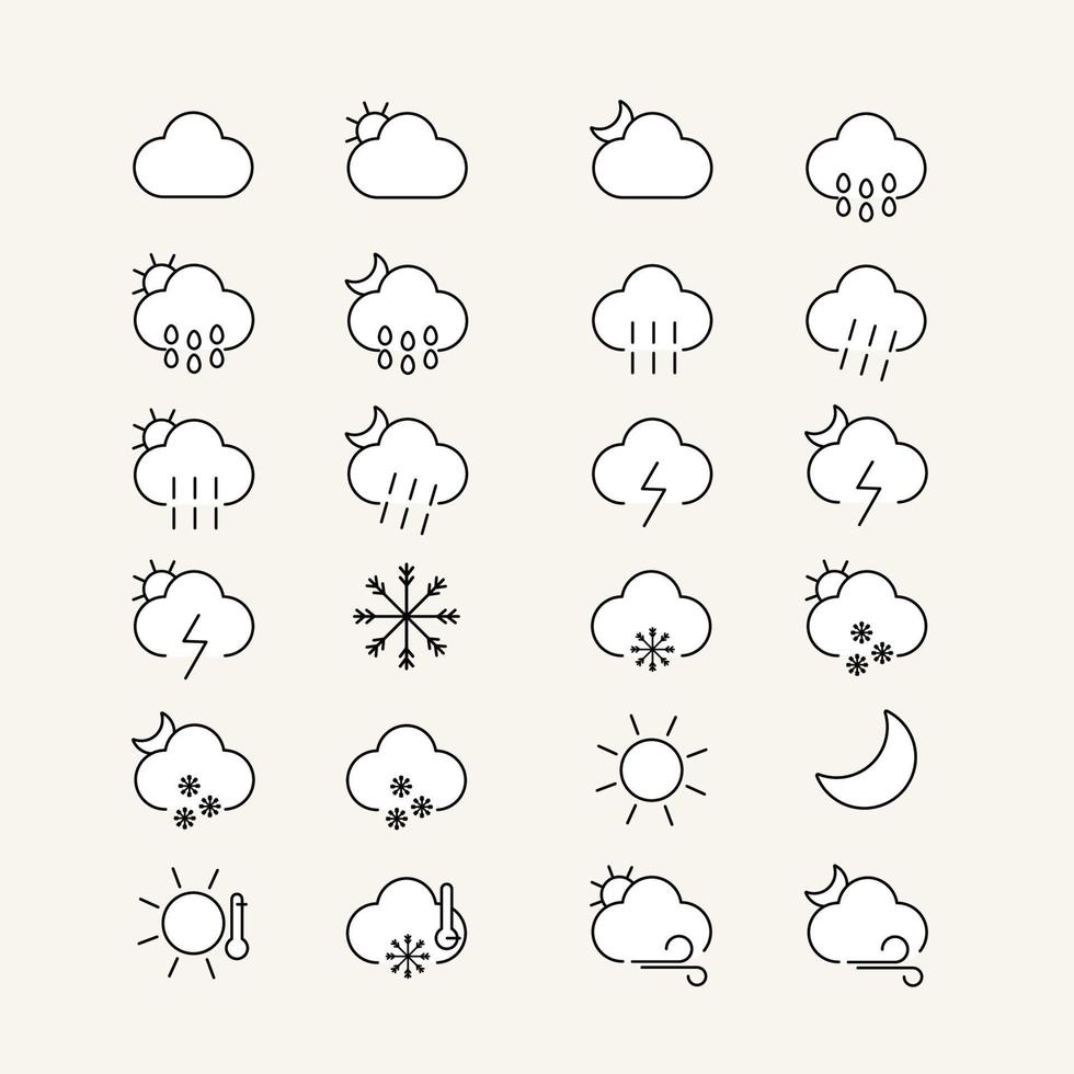 vector illustration set icon weather set with of meteorological symbols. isolated background