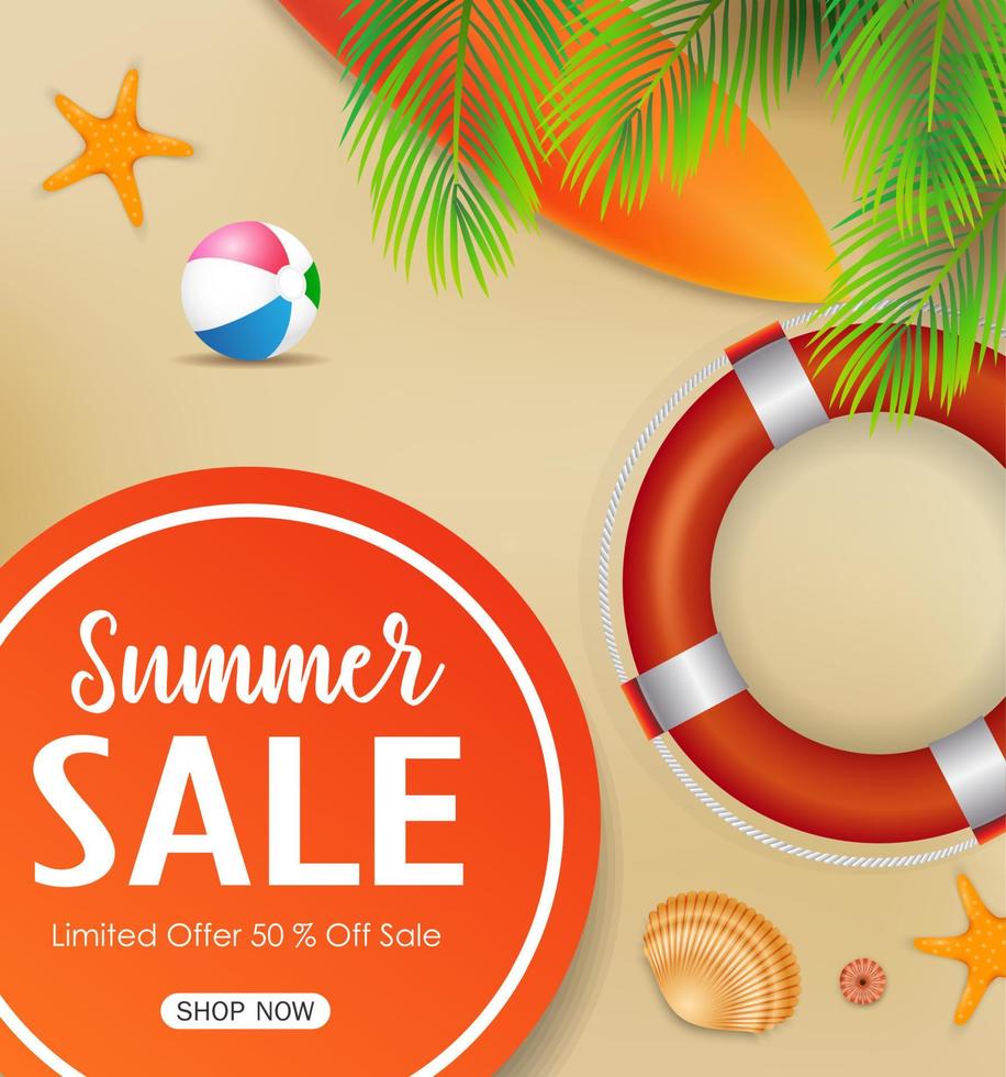 Summer sale background with beach elements vector