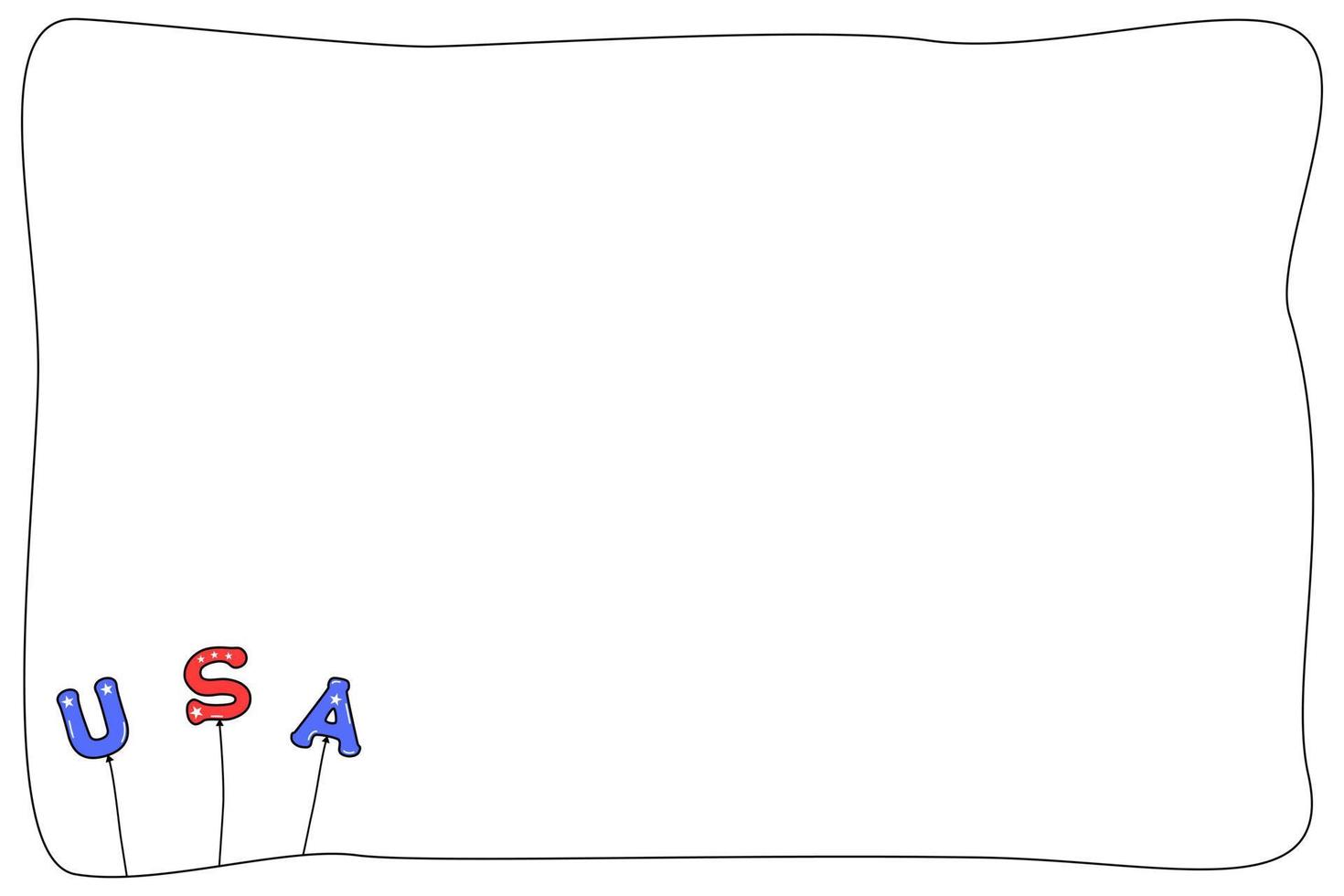 Vector - Balloon character USA on simple border or frame. United states concept. Copy space for any text design. Can be use for postcard, card, banner, invitation, web.