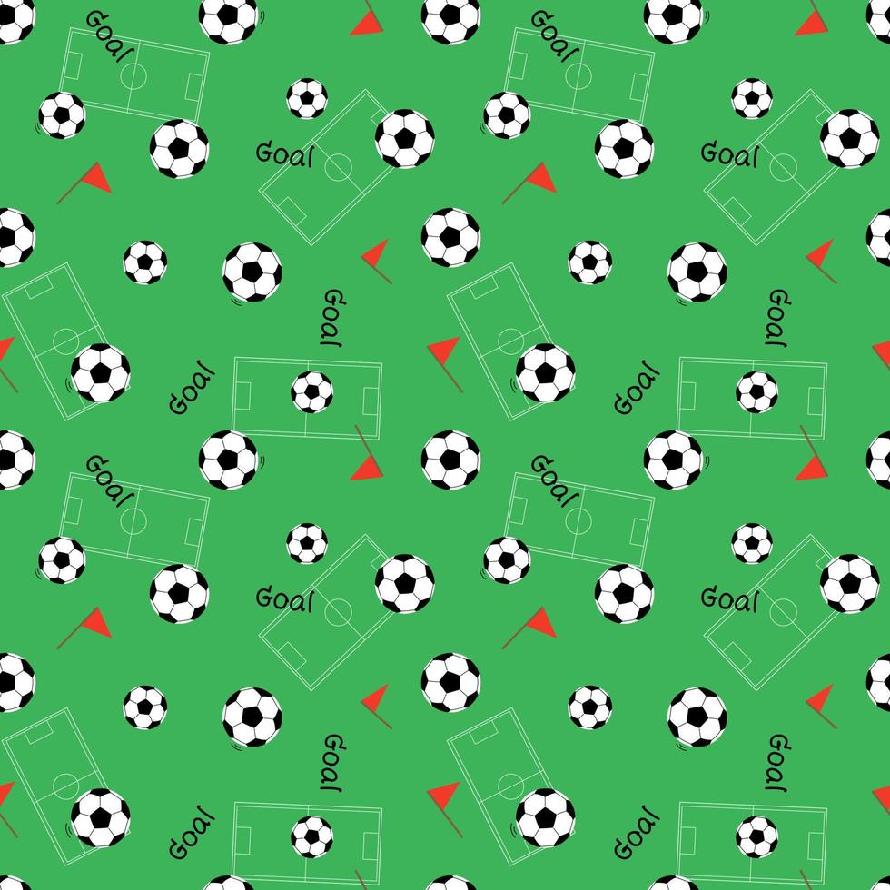 vector - elemento abstracto de patrones sin fisuras de fútbol o juego de fútbol sobre fondo de hierba verde. lugar, concepto de recreación. se puede usar para imprimir, papel, tela, papel tapiz.