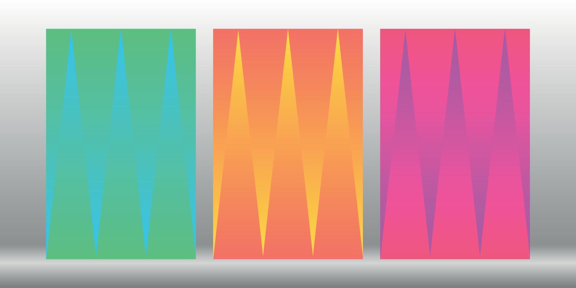 A set of bright geometric backgrounds. Poster with gradient triangles. Templates for a website, presentation, post, story, text. vector