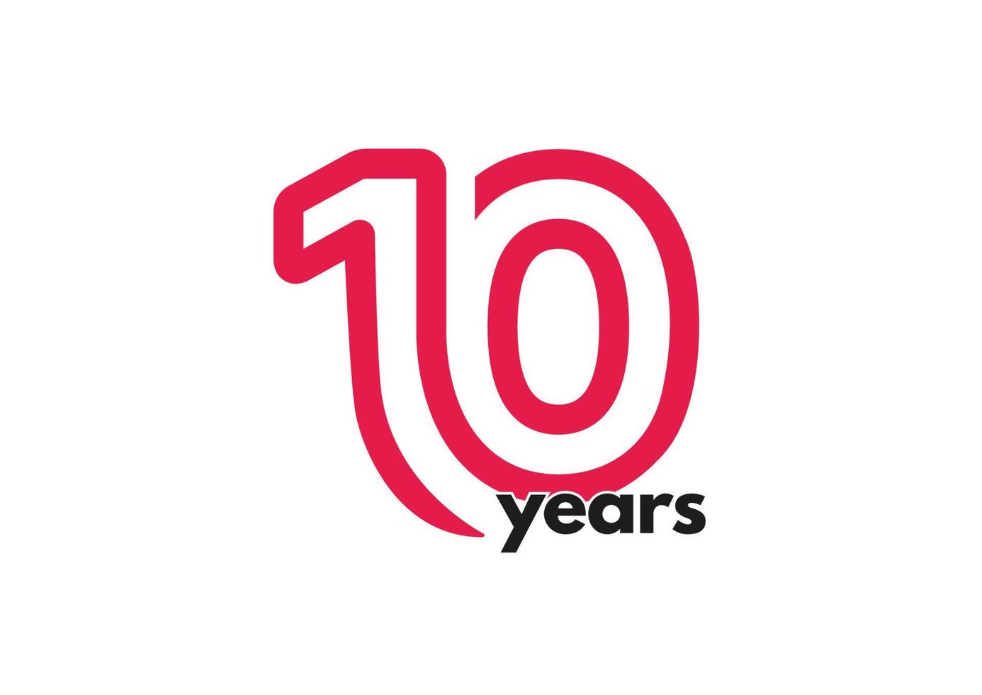 Logotipo y tipografía del décimo año. vector