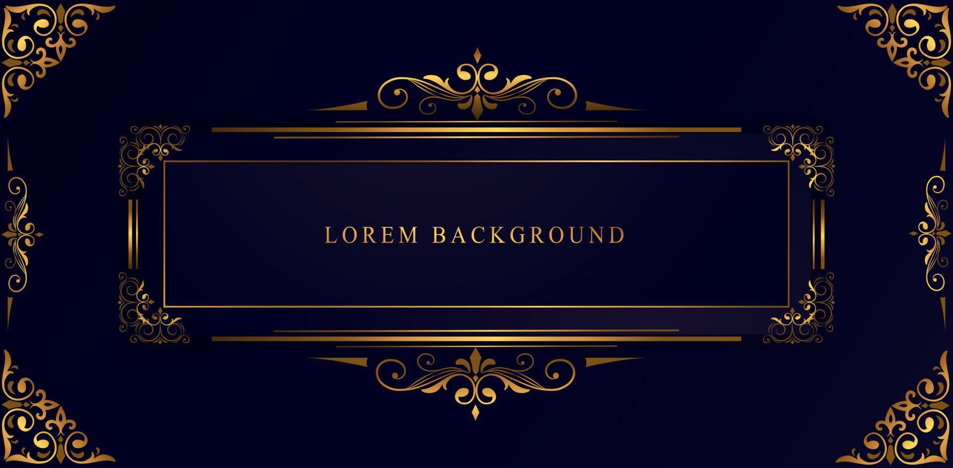 elegant frame in gold and dark blue design vector