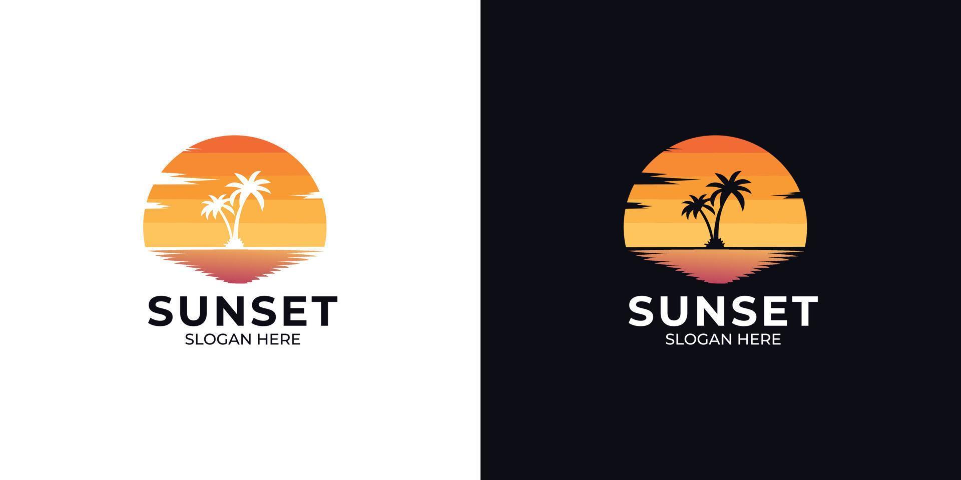 modern minimalist sunset logo set vector