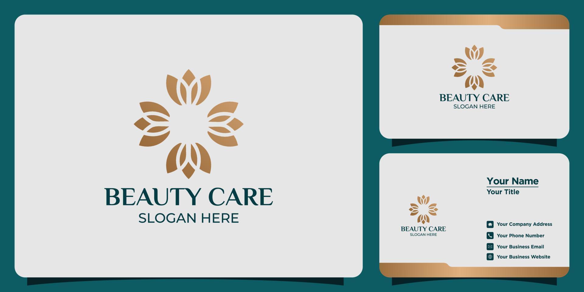 set of beauty care logos and business cards vector