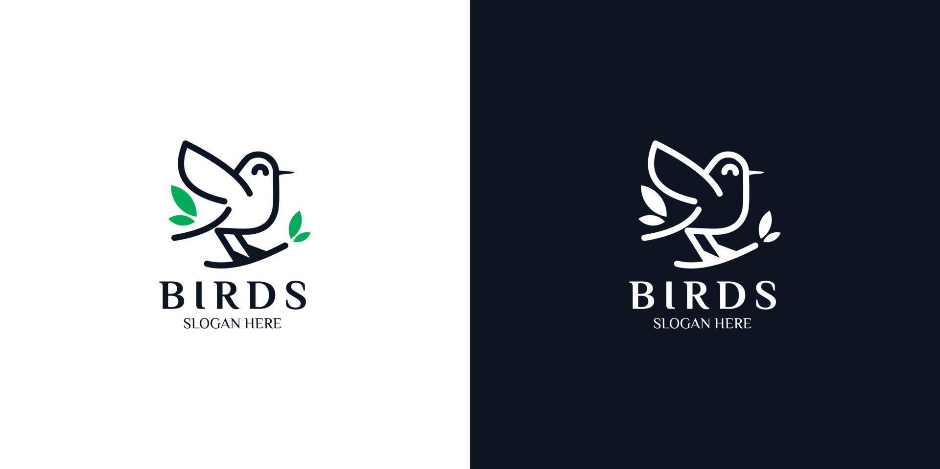 conjunto de logotipo de pájaro de estilo lineal minimalista vector