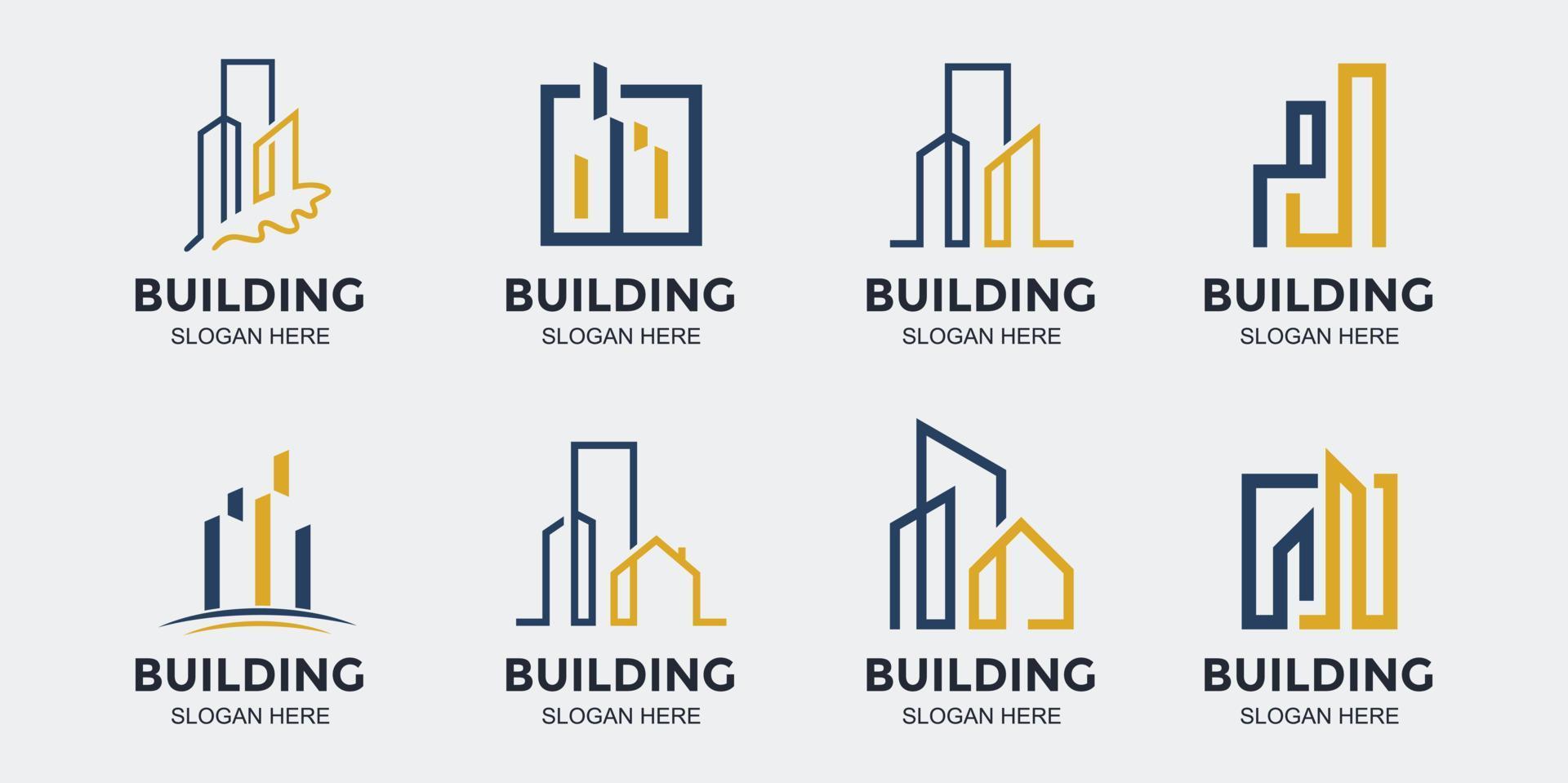 minimalist and simple building logo set vector