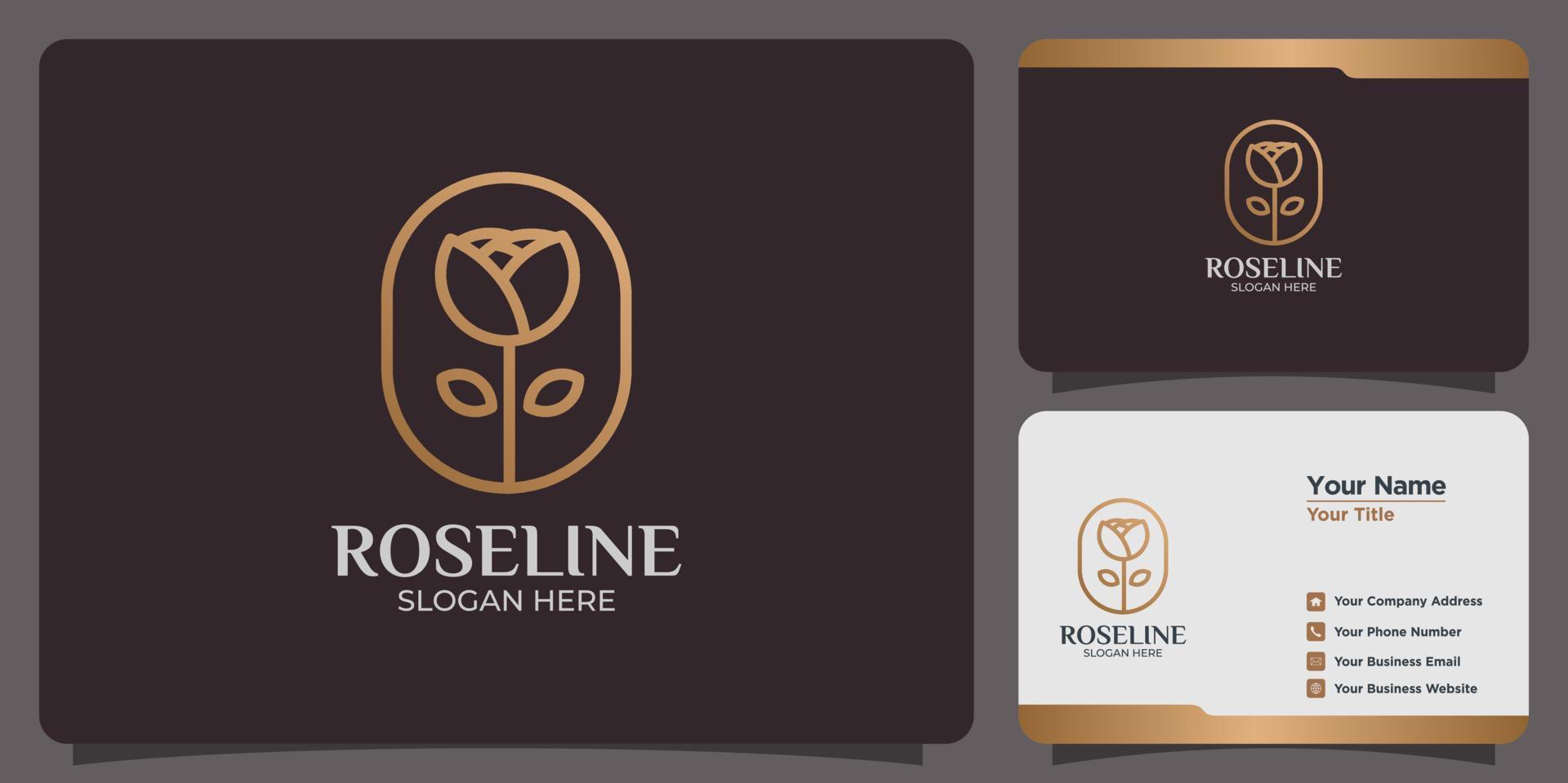 simple rose logo set and business card vector