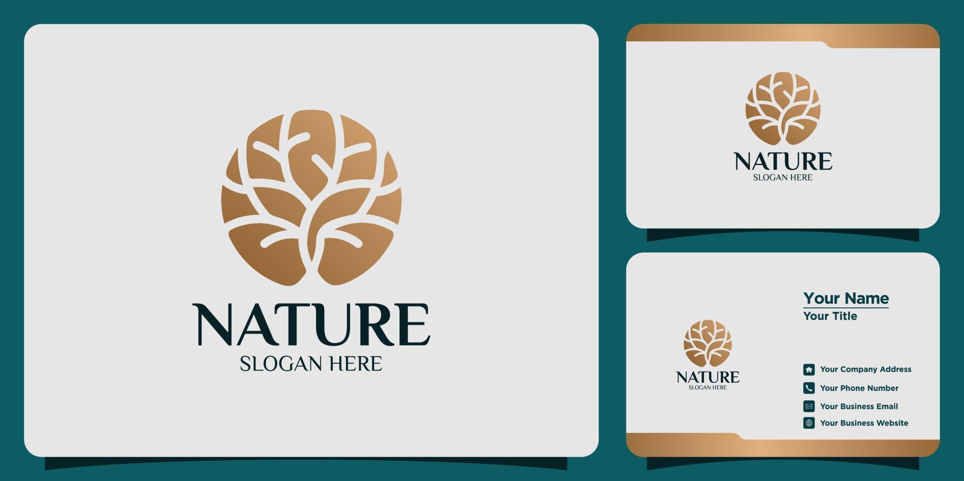 luxury nature logo set and business card vector