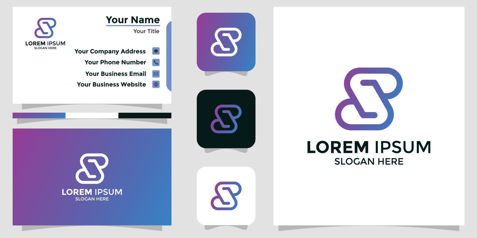 letter S logo and branding card vector