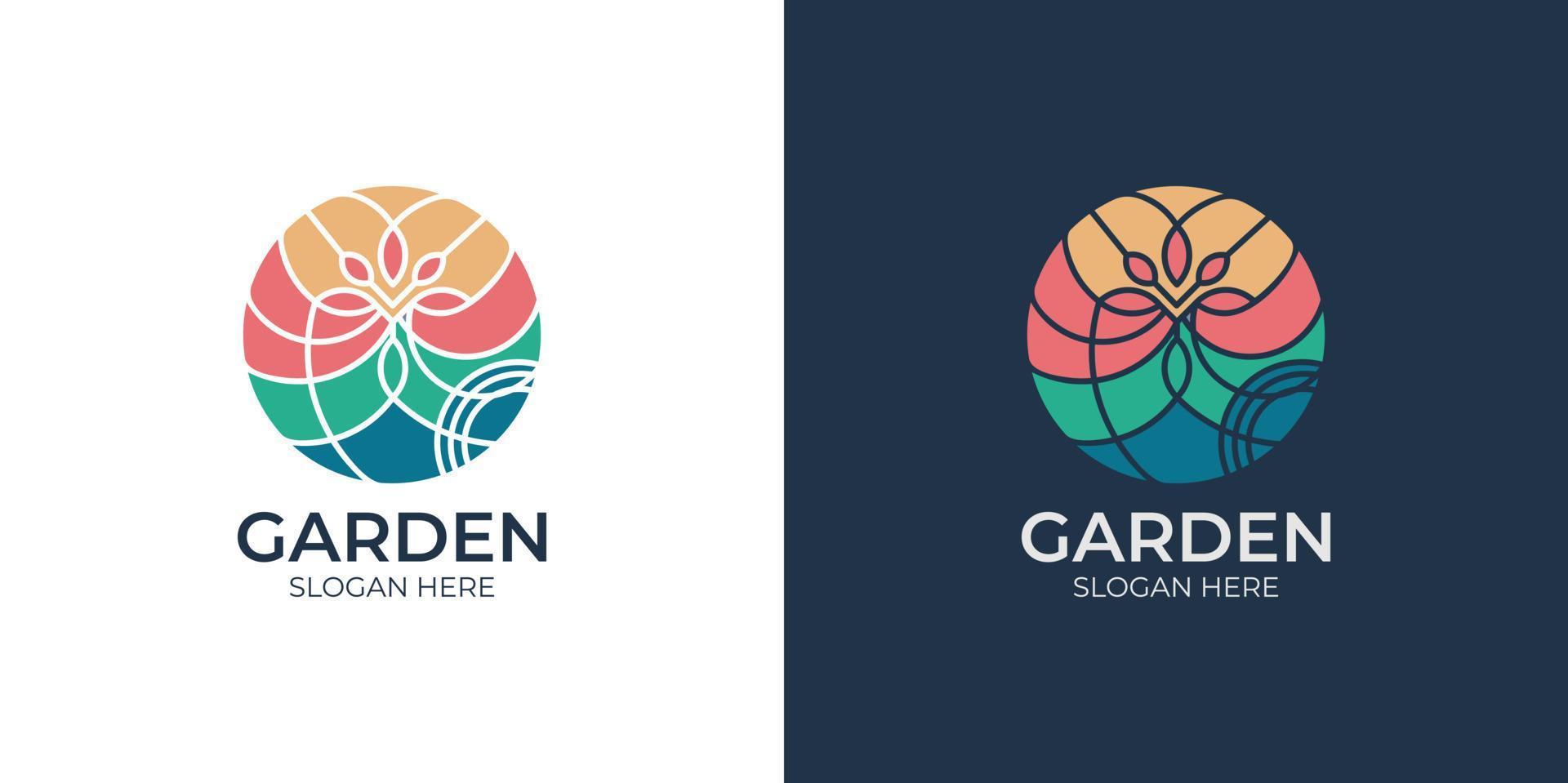 colorido y elegante conjunto de logotipos de jardín vector