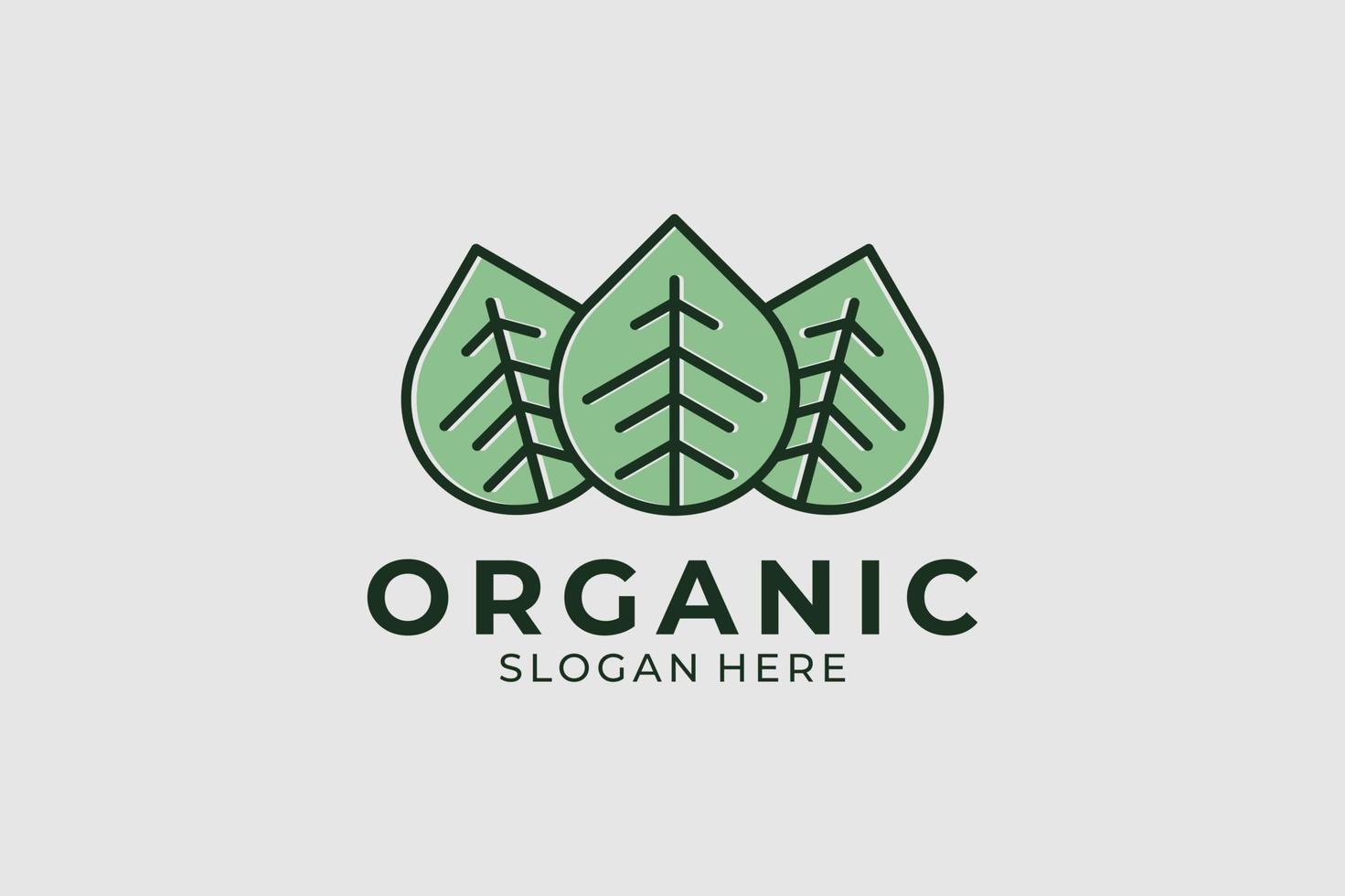 organic leaf modern style logo set vector