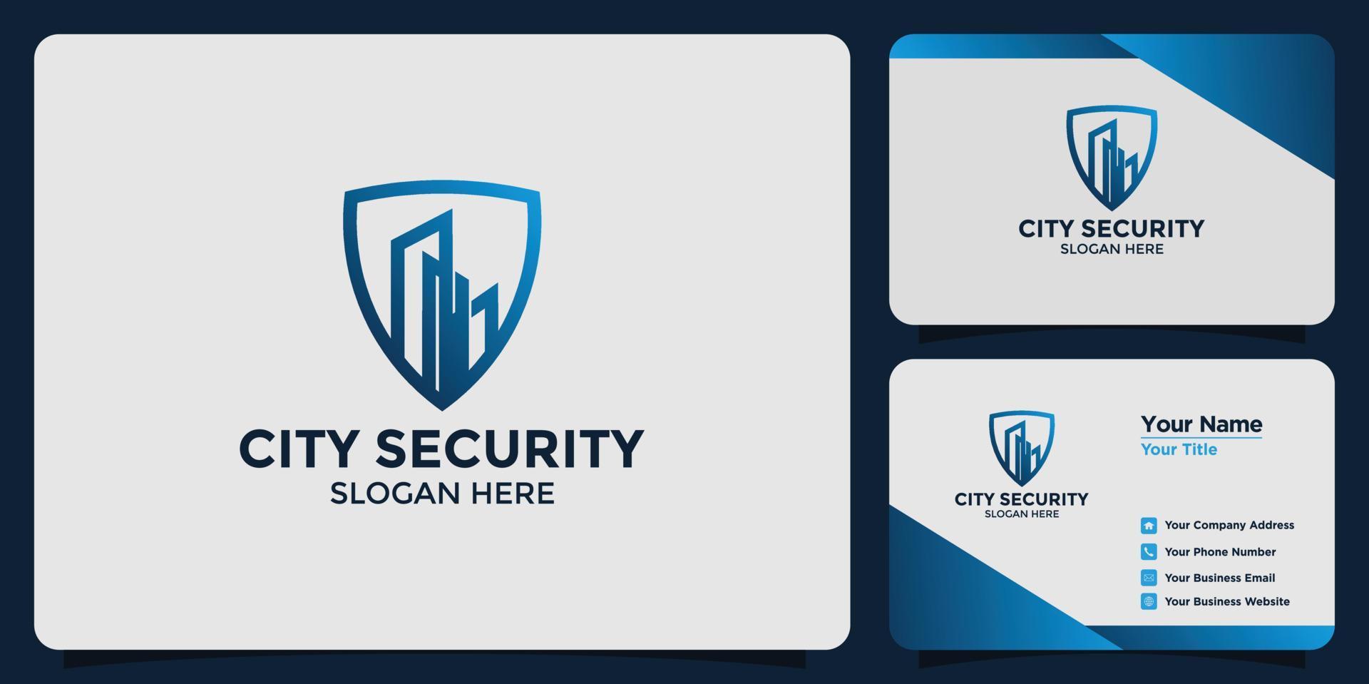 plantilla de diseño de logotipo de seguridad de ciudad minimalista vector