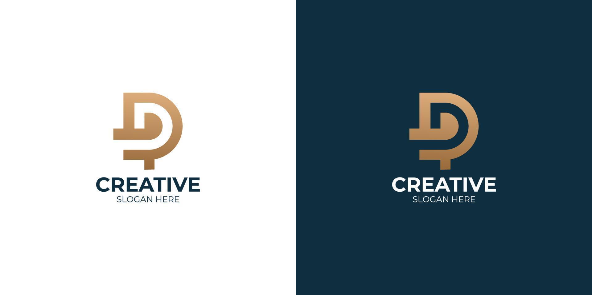 minimalist P combination letter D logo set vector