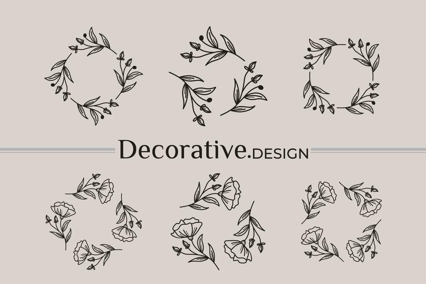 conjunto de logotipo decorativo simple y moderno vector