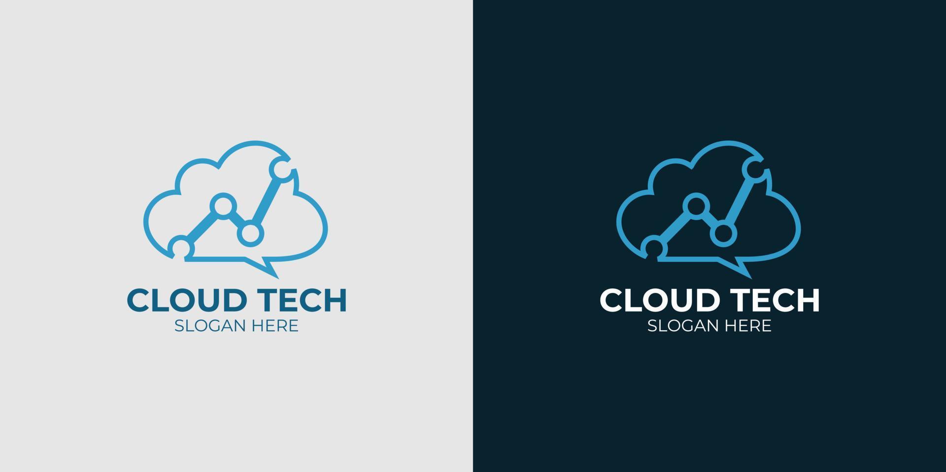 minimalist elegant cloud tech logo set vector