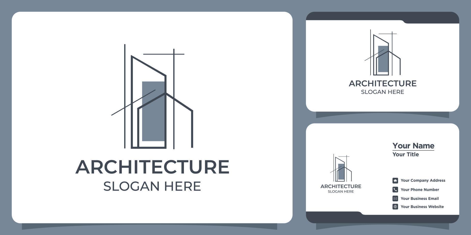 conjunto de elegantes logotipos arquitectónicos minimalistas y tarjetas de visita vector