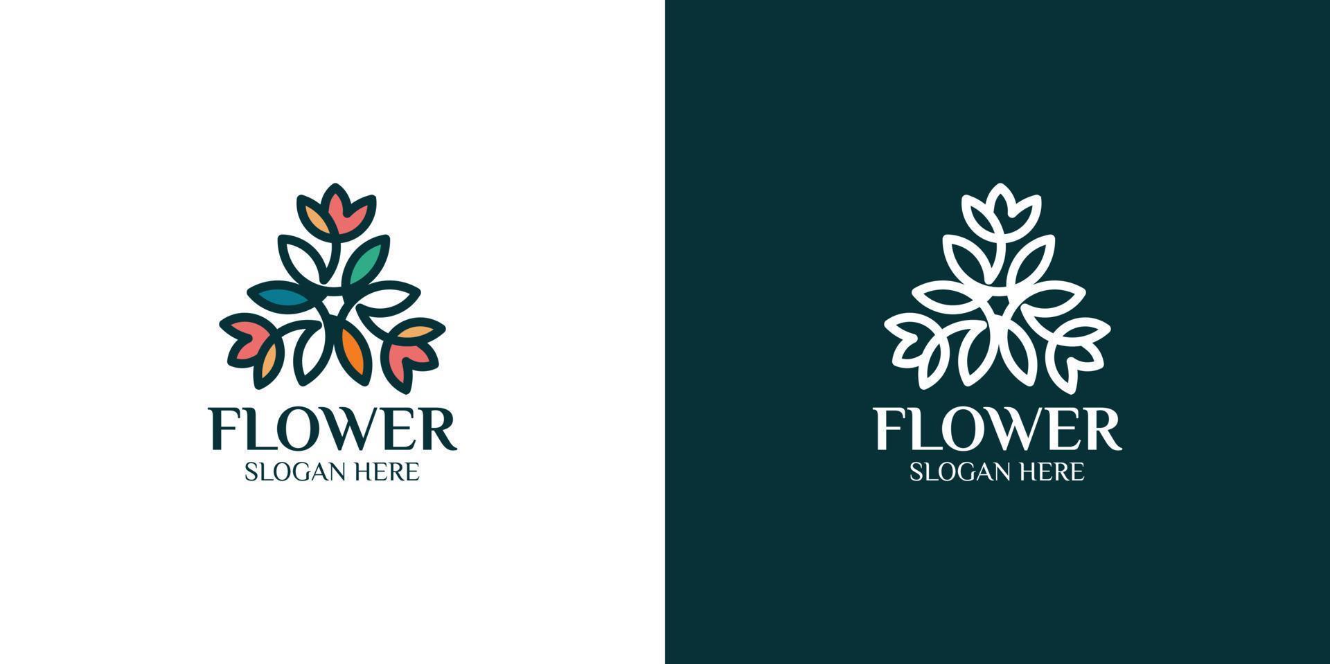 conjunto de logotipos de flores de colores vector