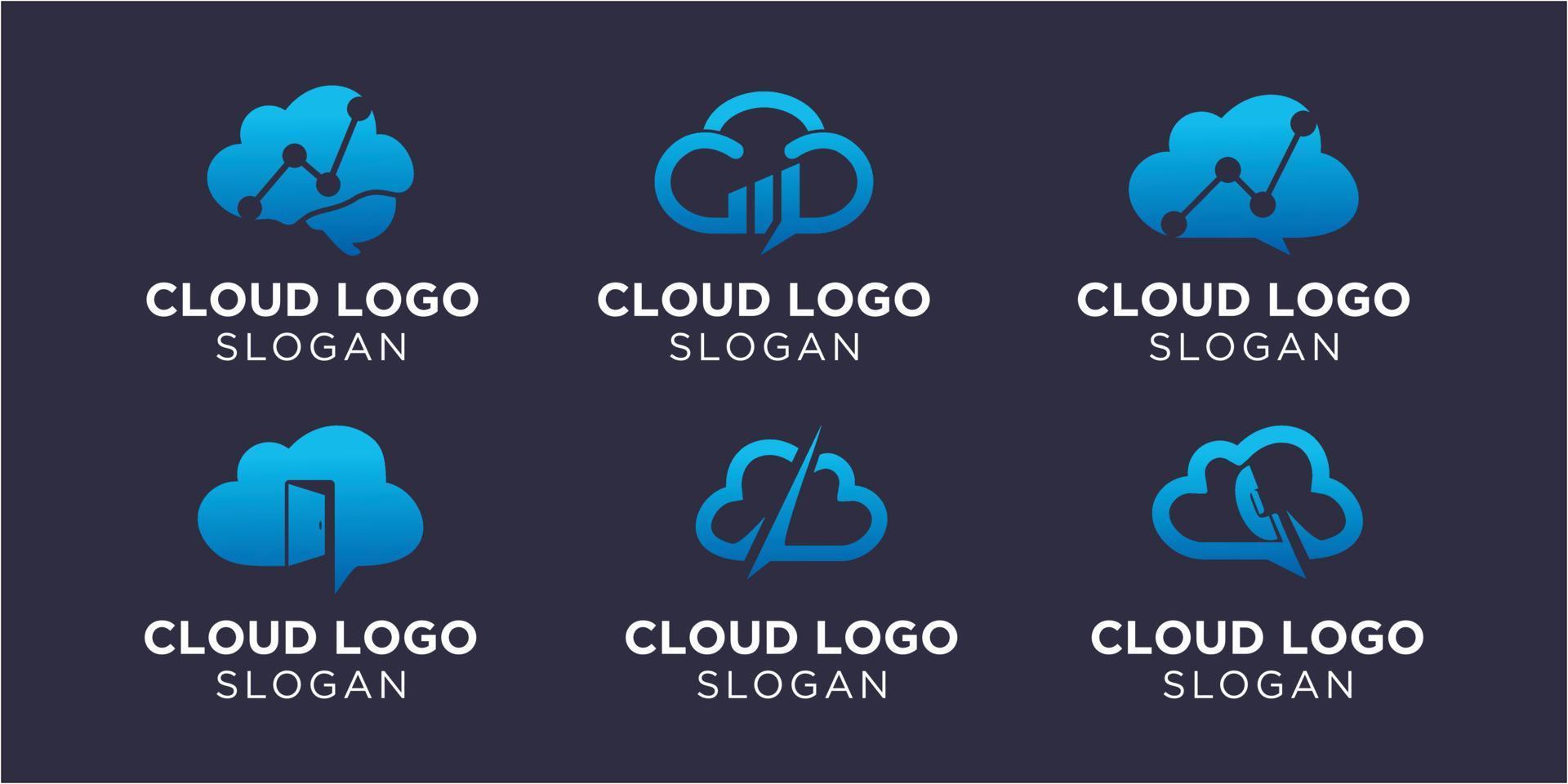 Cloud logo collection company or agency modern style vector