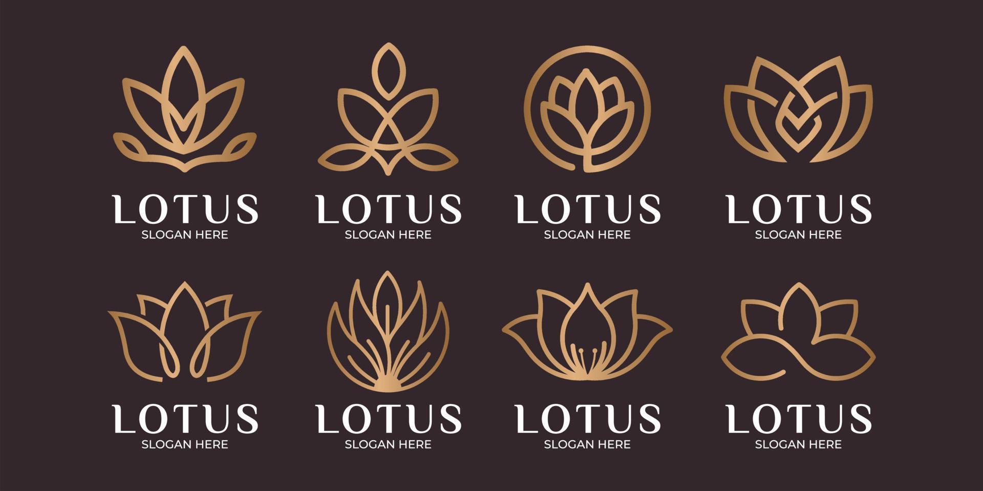 minimalist lotus flower logo collection vector