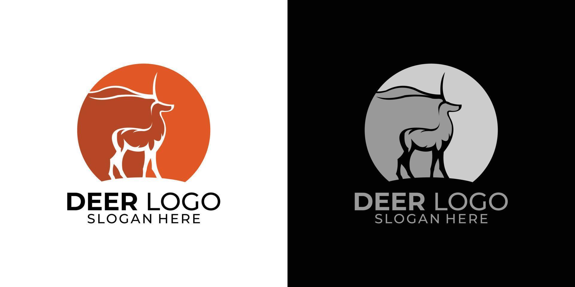 deer logo set with elegant silhouette style vector