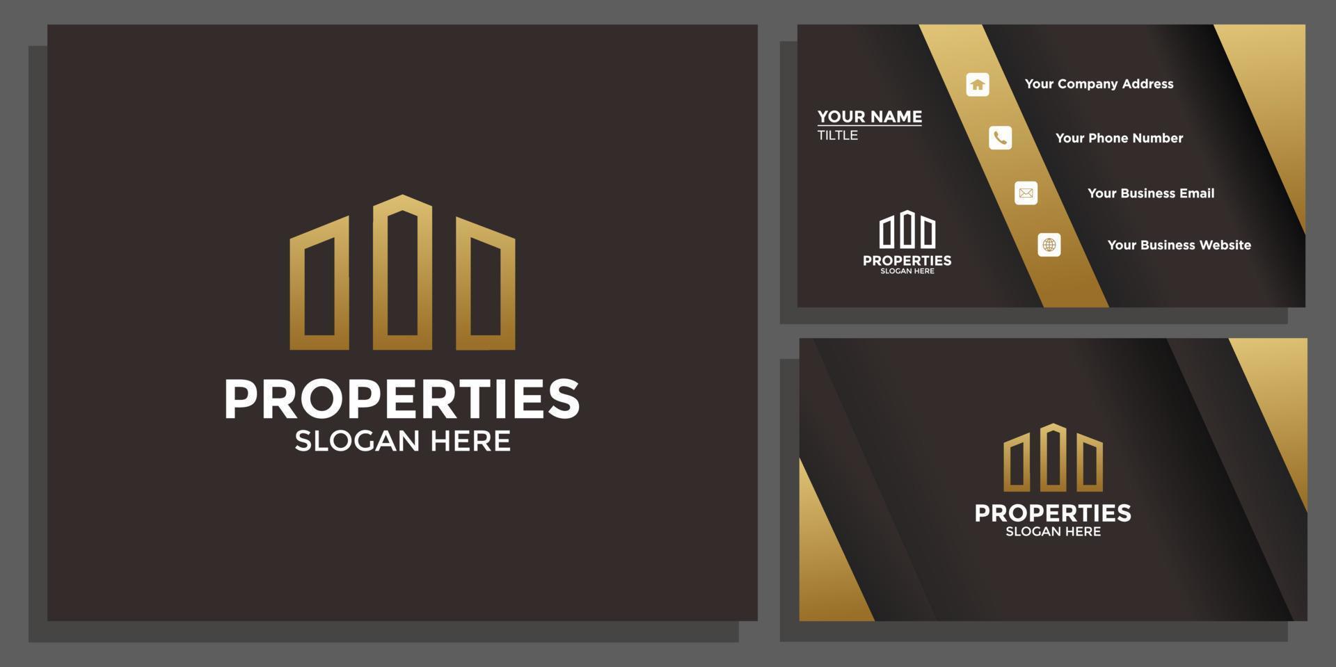 modern building logo design and branding card template vector