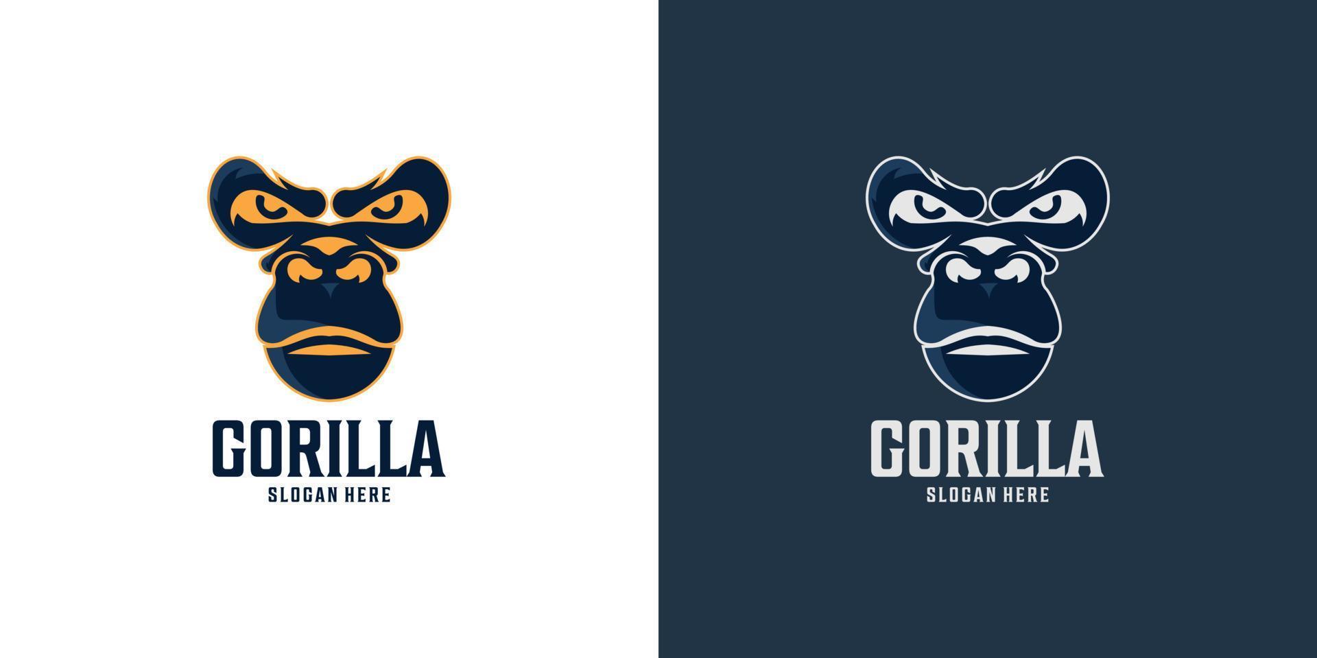 conjunto de logotipo de gorila simple y elegante vector