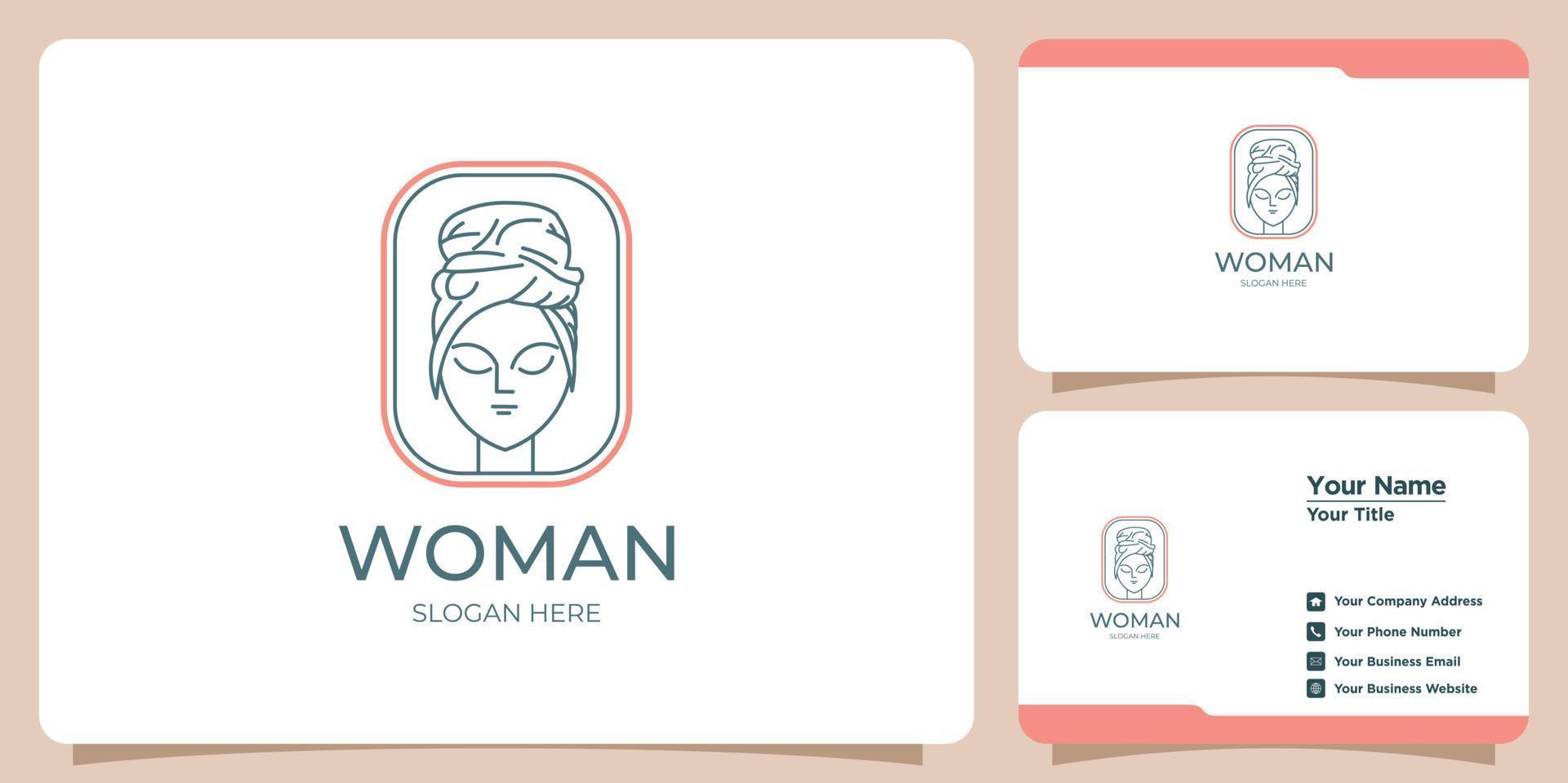 minimalist beauty abstract logo salon and spa silhouette shape concept logo and business card template vector