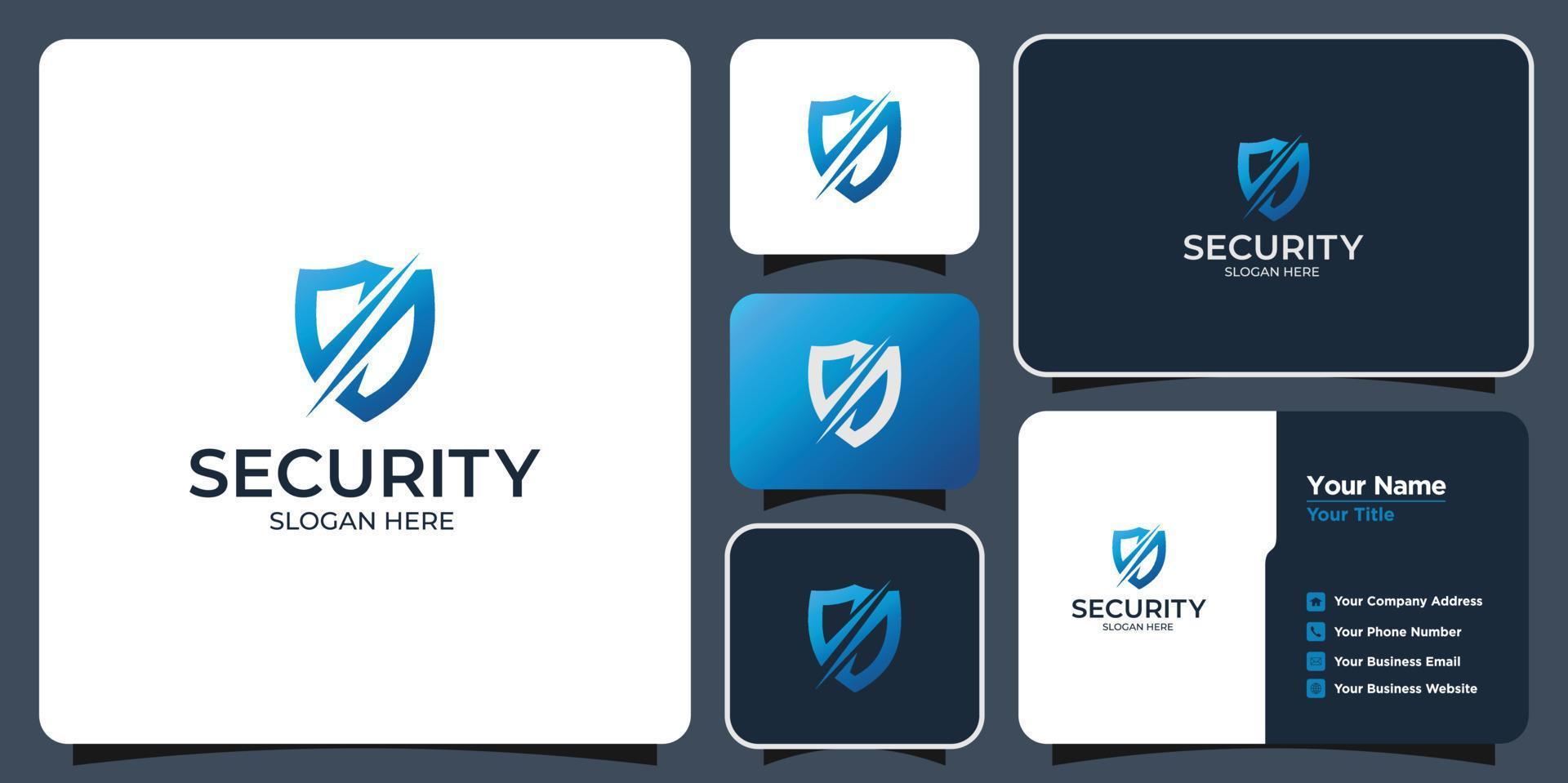 shield logo initials S and business card vector