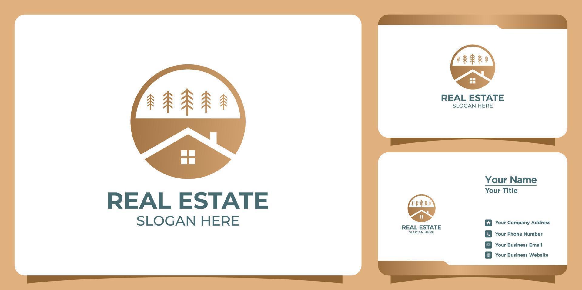 real estate logo and business card set vector