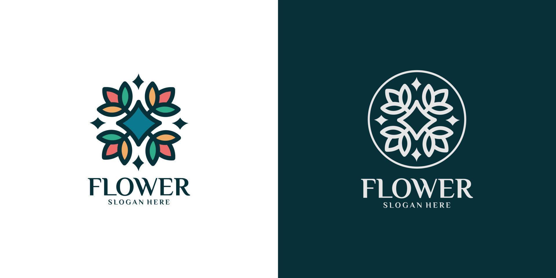 minimalist colorful flower logo set vector