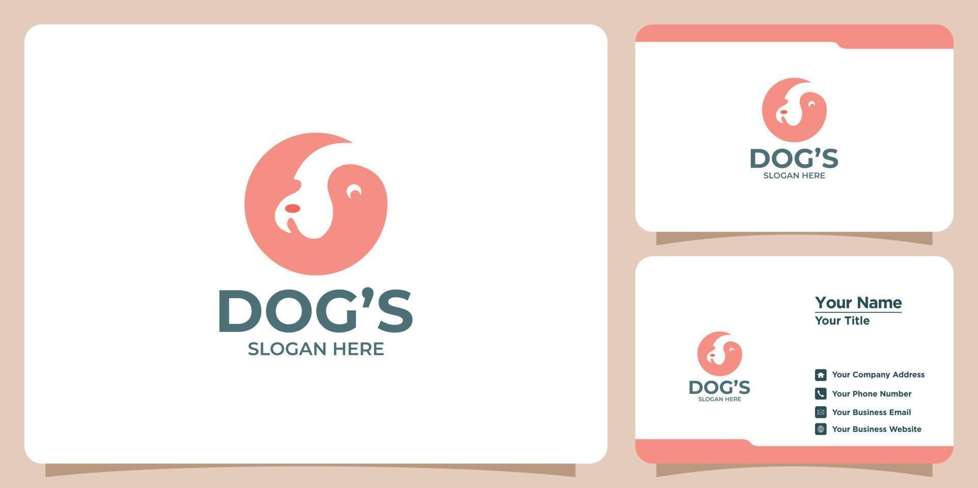 logotipo de perro minimalista con diseño de logotipo moderno y tarjeta de visita vector