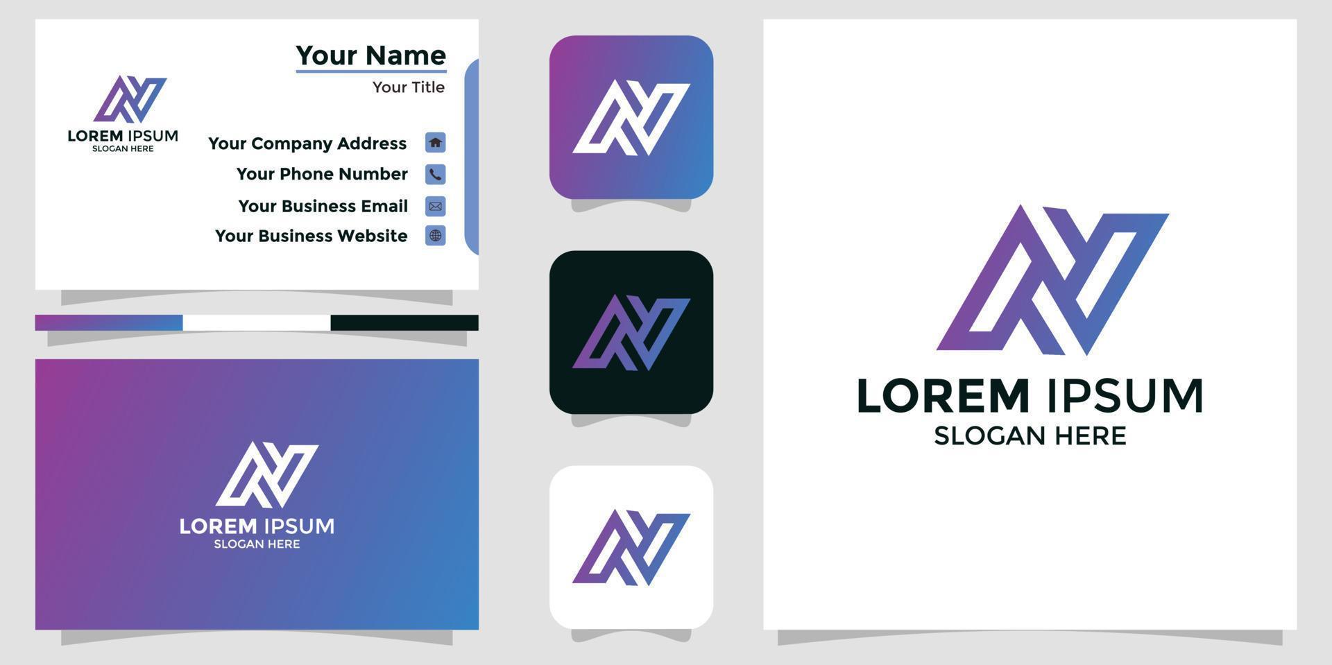 letter N logo and branding card vector