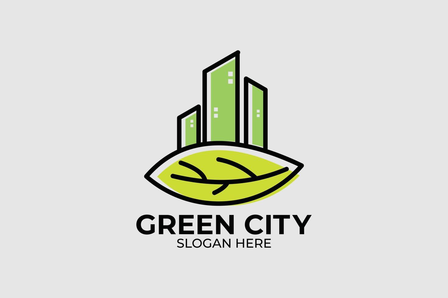 minimalist style green city logo set vector
