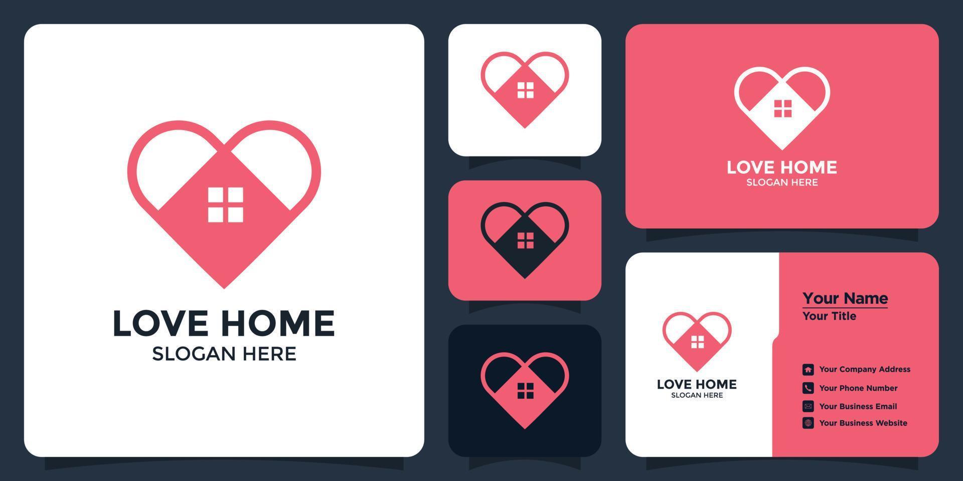 minimalist love home logo design template vector
