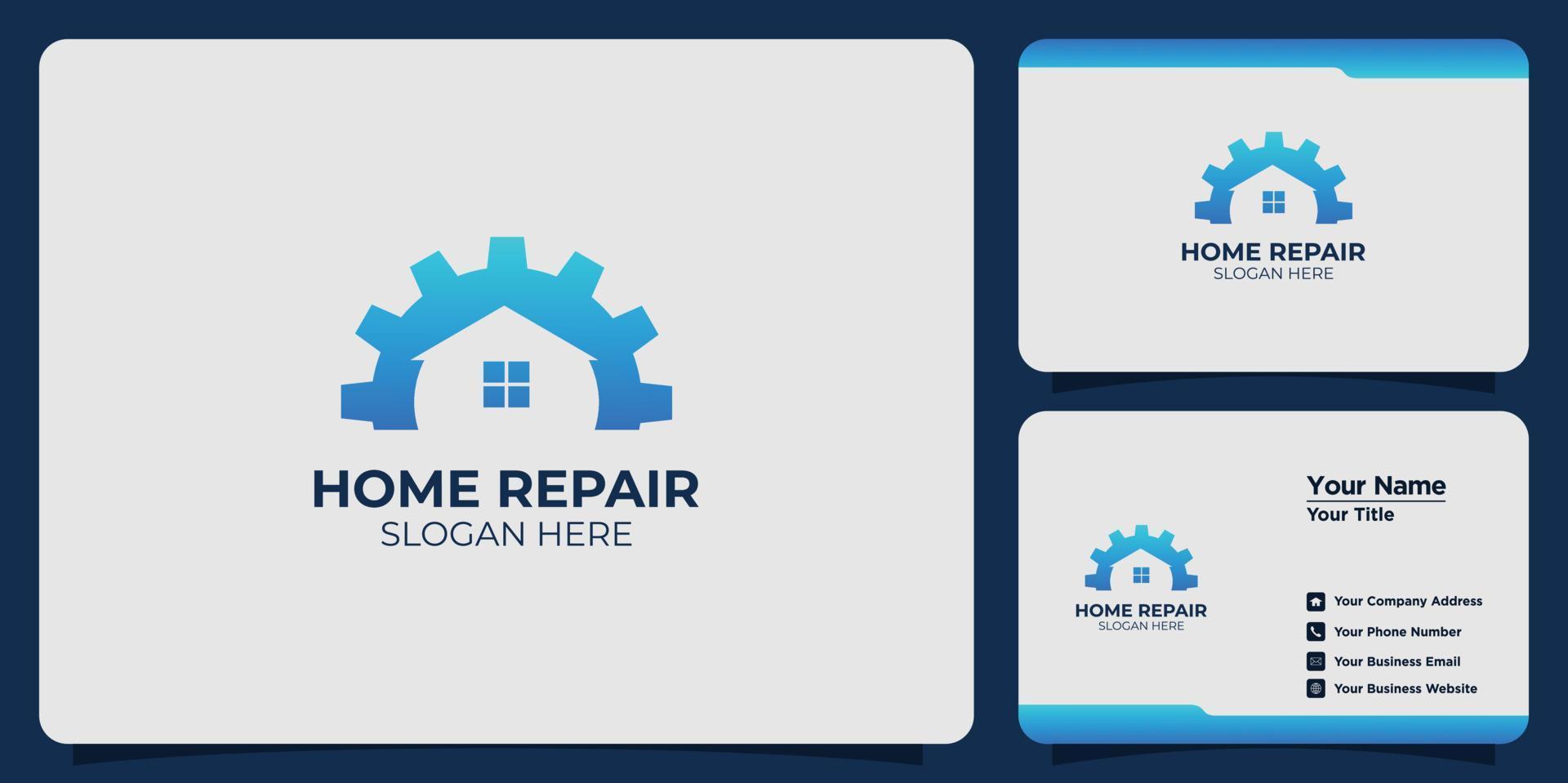 set of home repair logs and business cards vector