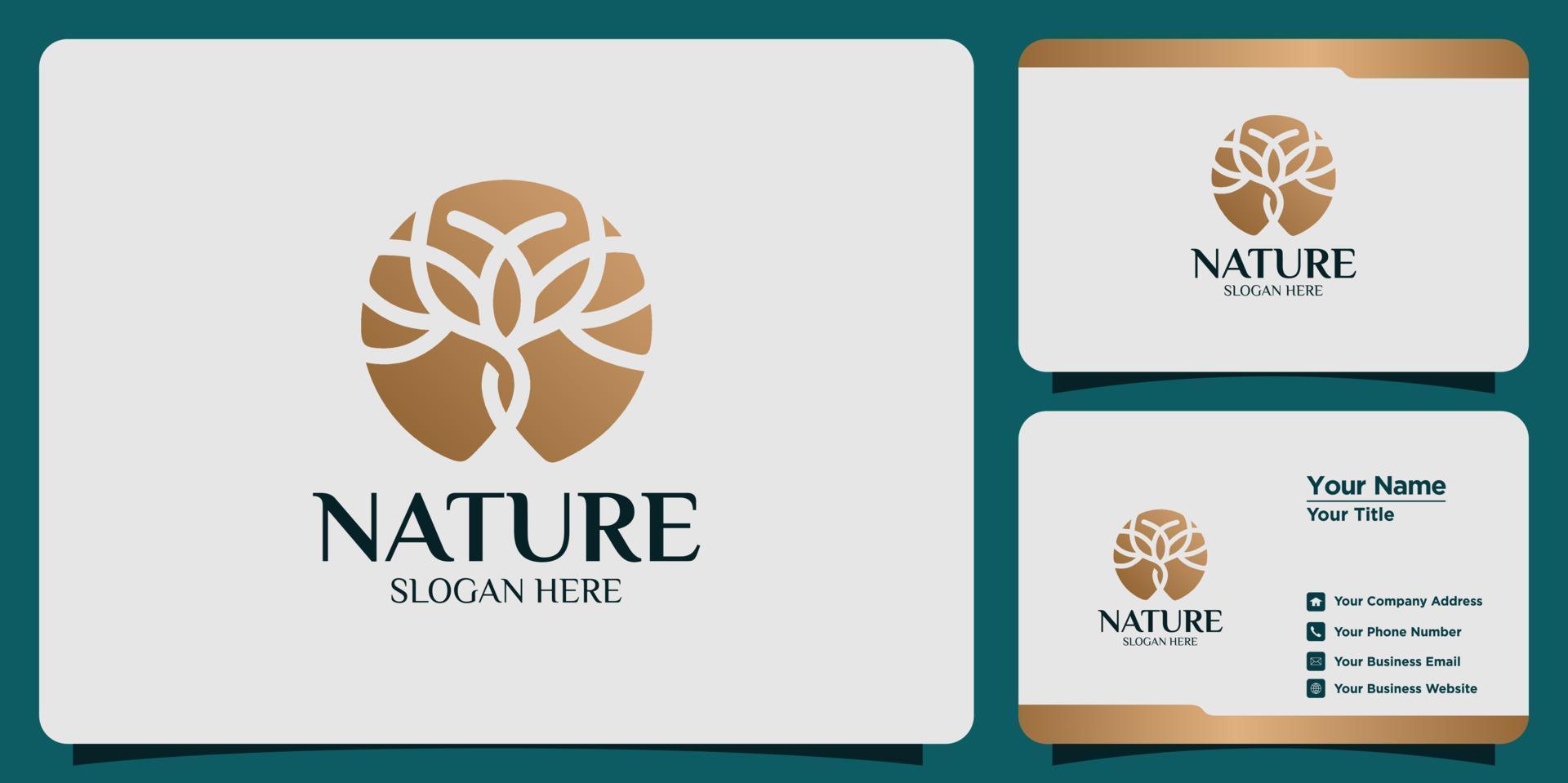 luxury nature logo set and business card vector