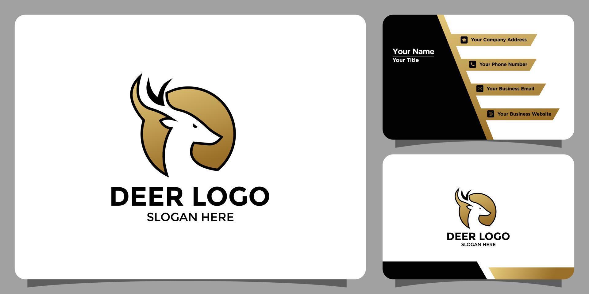 minimalist deer logo design and branding card template vector