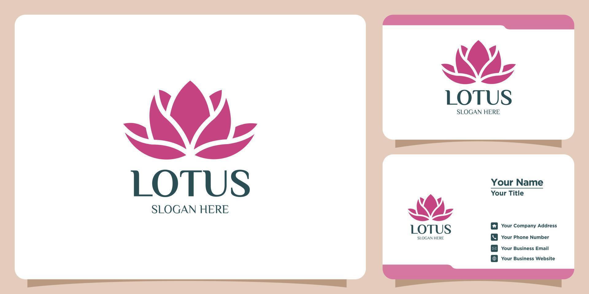 set of lotus flower logos and business cards vector