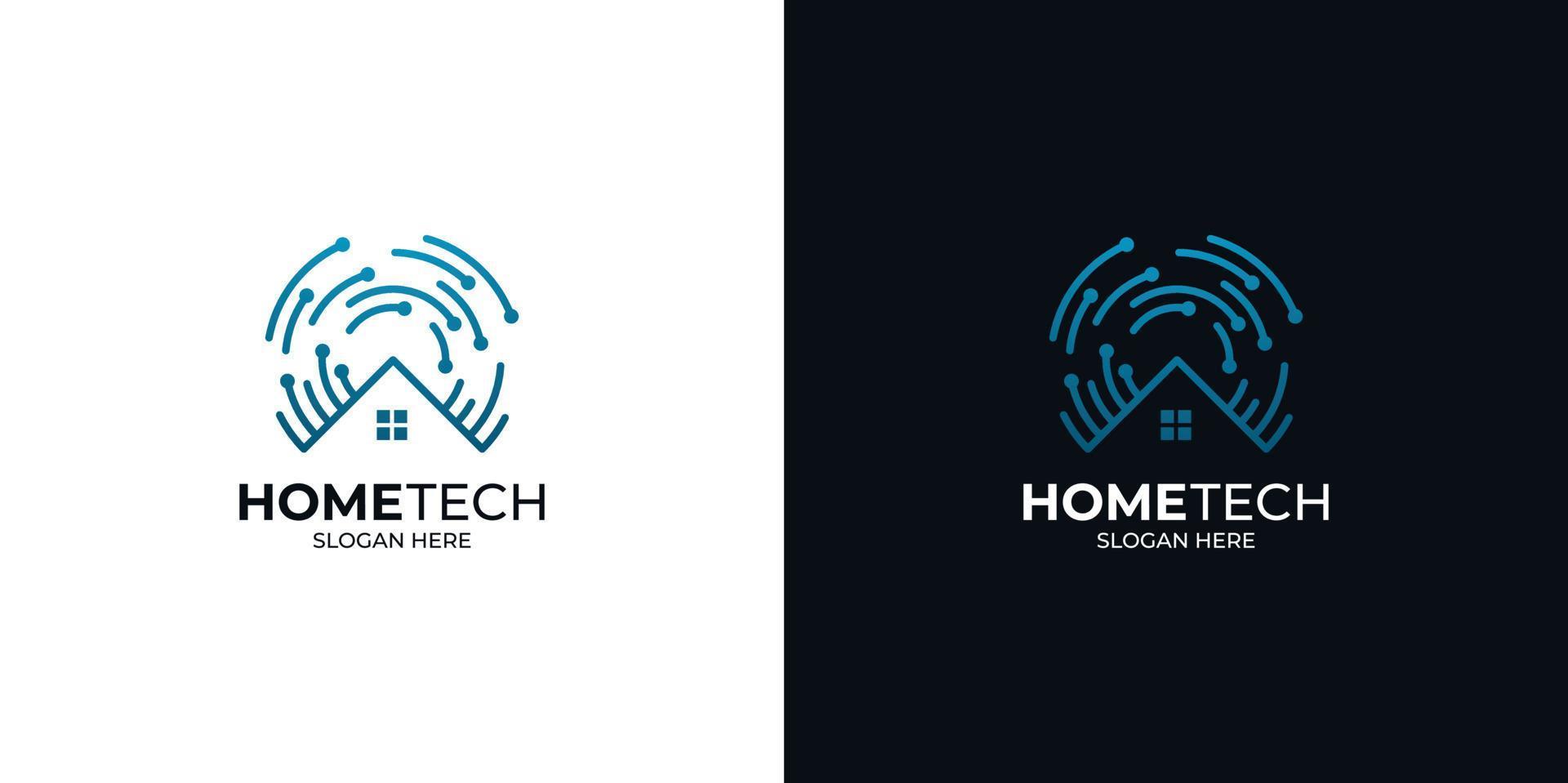 minimalist style home tech logo set vector