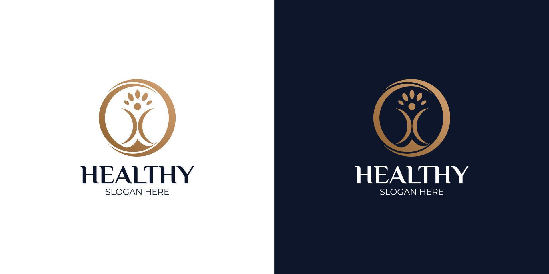 healthy modern and simple logo set vector