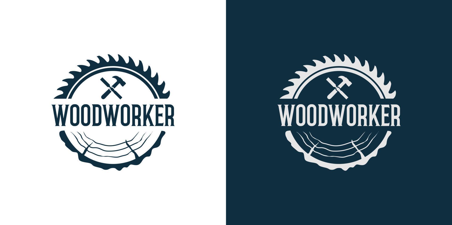 simple and elegant woodworker logo set vector